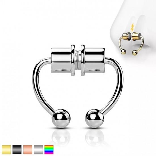 Magnetic fake septum (fake earring, nose clip, ear) made of steel PiercedFish SEPF01 imitation horseshoe piercing (pair)