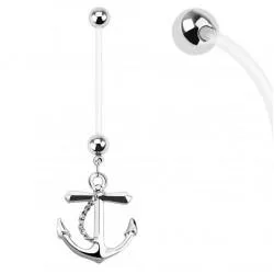 Banana earring for navel piercing with anchor PiercedFish NPG15237 for pregnant women (1 pc)