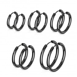 Spikes SE3065K steel hoop earrings black (pair)