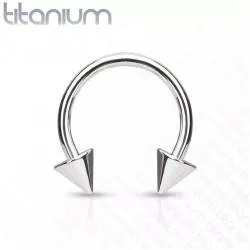 Circular (horseshoe) made of titanium with spikes PiercedFish T23H02 earring for septum, ear cartilage, eyebrows, nose, lips, navel, nipples, smile piercing (1 pc)