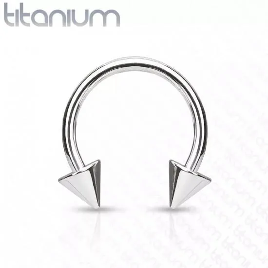 Circular (horseshoe) made of titanium with spikes PiercedFish T23H02 earring for septum, ear cartilage, eyebrows, nose, lips, navel, nipples, smile piercing (1 pc)