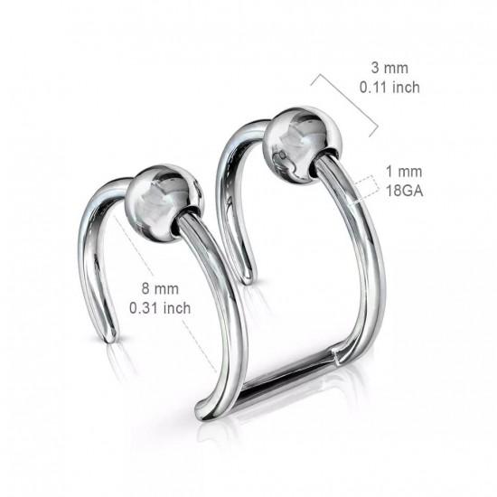 Steel clip for helix (cuff, trompe l'oeil) Spikes RSFX-02 imitation ear cartilage piercing (1 pc)