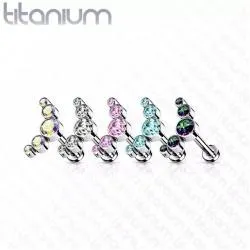 Titanium labret earring for lip or ear cartilage piercing PiercedFish TIL20 wrap cluster with cubic zirconia (1 pc)