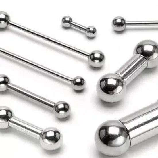 Barbell (1 mm, 1.2, 1.6 mm) made of PiercedFish BS steel for ear, helix, industrial, tongue, eyebrow, nipple piercings (from 6 mm to 51 mm long) (1 pc)