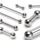 Barbell (1 mm, 1.2, 1.6 mm) made of PiercedFish BS steel for ear, helix, industrial, tongue, eyebrow, nipple piercings (from 6 mm to 51 mm long) (1 pc)