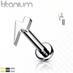 Labret earring made of titanium with a lightning bolt figure PiercedFish TIL10 for cartilage piercing of the ear, lips (1 pc)