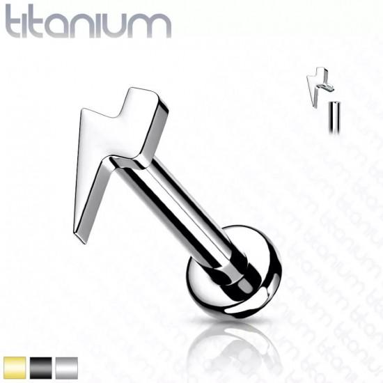 Сережки лабрет з титану з фігуркою блискавки PiercedFish TIL10 для пірсингу хряща вуха, губ