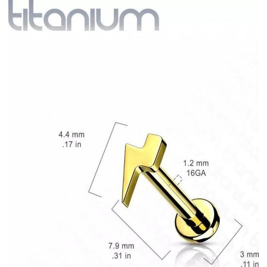 Сережки лабрет з титану з фігуркою блискавки PiercedFish TIL10 для пірсингу хряща вуха, губ