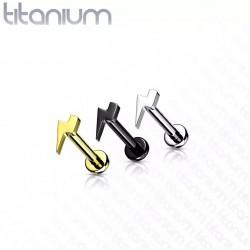 Labret earring made of titanium with a lightning bolt figure PiercedFish TIL10 for cartilage piercing of the ear, lips