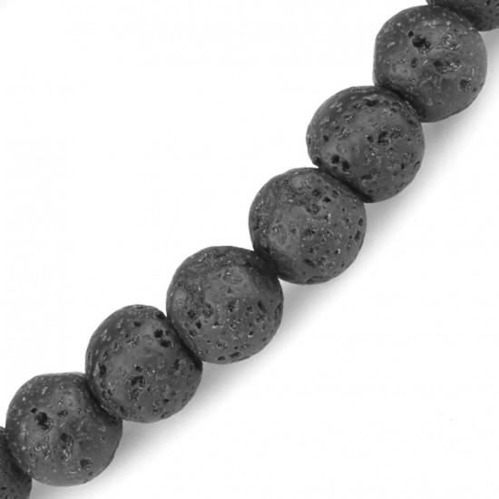 Lava rubber bracelet with matte agate bead 0207