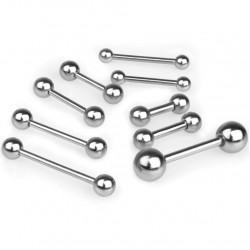 Barbell (1 mm, 1.2, 1.6 mm) made of PiercedFish BS steel for ear, helix, industrial, tongue, eyebrow, nipple piercings (from 6 mm to 51 mm long)
