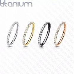 Titanium clicker ring with cubic zirconia PiercedFish RHT41 earring for septum, tragus and helix piercings, eyebrows, lips (diameter from 8 mm to 10 mm)
