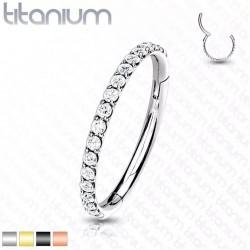 Titanium clicker ring with cubic zirconia PiercedFish RHT41 earring for septum, tragus and helix piercings, eyebrows, lips (diameter from 8 mm to 10 mm)
