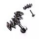 Labret earring made of steel with wrap-cluster and cubic zirconia PiercedFish LSIL01 for piercing of ear cartilage, helix, tragus, lips (Monroe, Medusa) (1 pc)