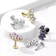 Labret earring made of steel with wrap-cluster and cubic zirconia PiercedFish LSIL01 for piercing of ear cartilage, helix, tragus, lips (Monroe, Medusa) (1 pc)