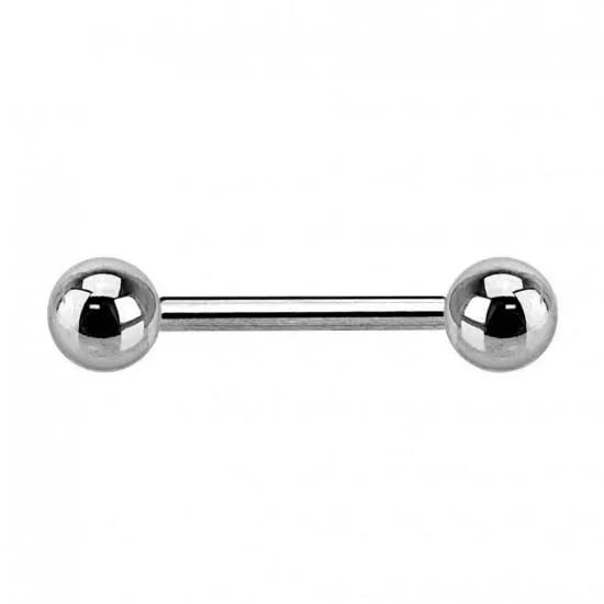 Barbell (1 mm, 1.2, 1.6 mm) made of PiercedFish BS steel for ear, helix, industrial, tongue, eyebrow, nipple piercings (from 6 mm to 51 mm long) (1 pc)