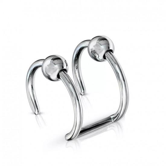 Steel clip for helix (cuff, trompe l'oeil) Spikes RSFX-02 imitation ear cartilage piercing (1 pc)