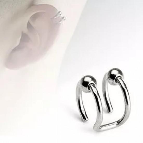 Steel clip for helix (cuff, trompe l'oeil) Spikes RSFX-02 imitation ear cartilage piercing (1 pc)