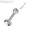 Titanium labret earring for ear and lip piercing PiercedFish TIL03 with crystal