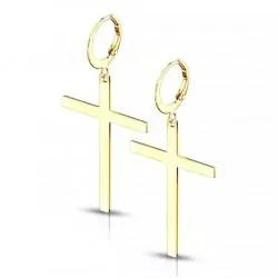 Женские серьги-кольца из стали с подвесками "Кресты" Spikes SE3652 (pair)