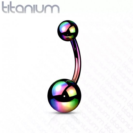 Curved barbell (banana) for navel piercing PiercedFish T23N01T made of titanium (1 pc)