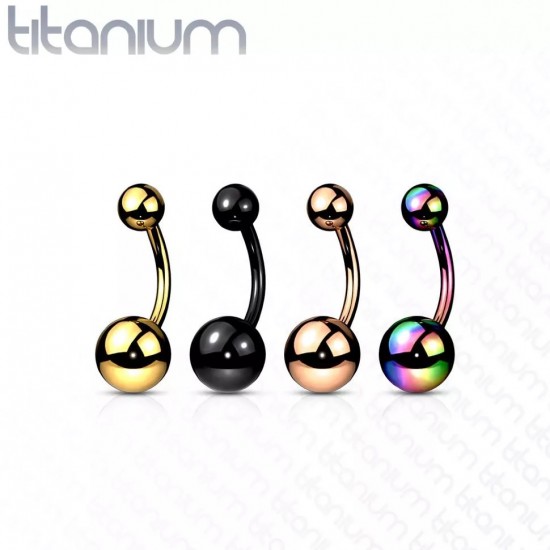 Curved barbell (banana) for navel piercing PiercedFish T23N01T made of titanium (1 pc)
