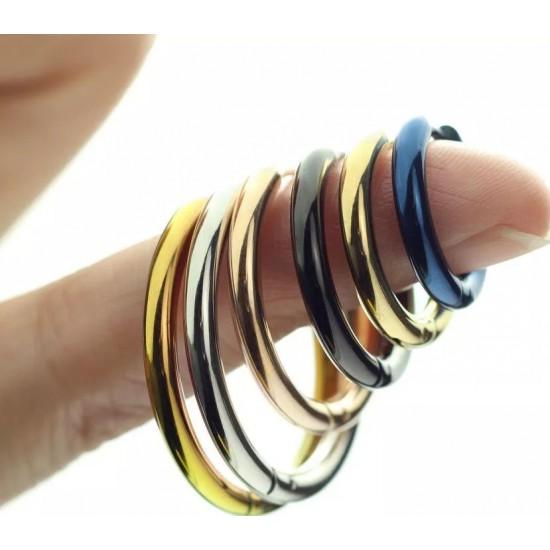 Серьги-кольца стальные Spikes SE3065W с переливом - Серьги-кольца