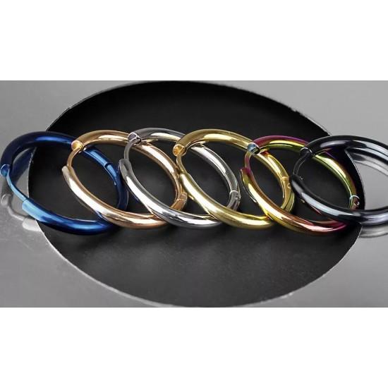 Серьги-кольца стальные Spikes SE3065W с переливом - Серьги-кольца