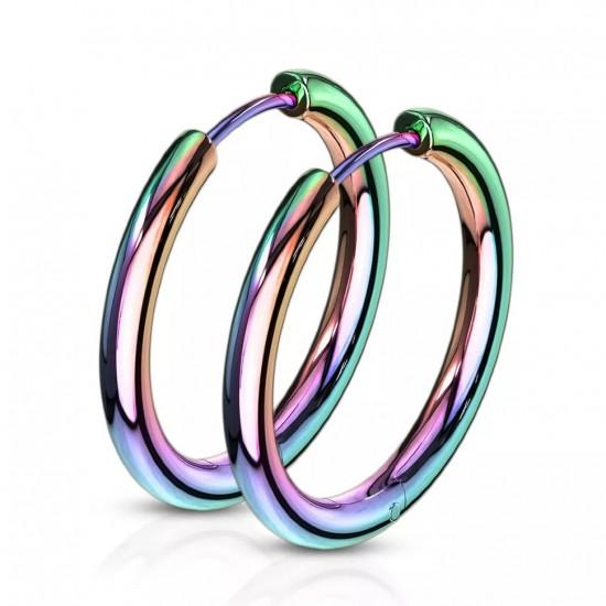 Серьги-кольца стальные Spikes SE3065W с переливом - Серьги-кольца