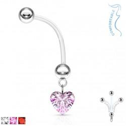 Banana earring for navel piercing PiercedFish NPG-1007 for pregnant women, with a heart