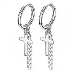 Transformable earrings (rings) made of Spikes SE3552 steel with removable pendants, crosses and chains (pair)