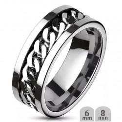 Anti-stress ring made of steel R-H0260 with a rotating chain, for couples, for lovers