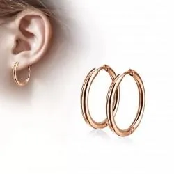 Spikes SE3065R steel hoop earrings with rose gold plated (pair)
