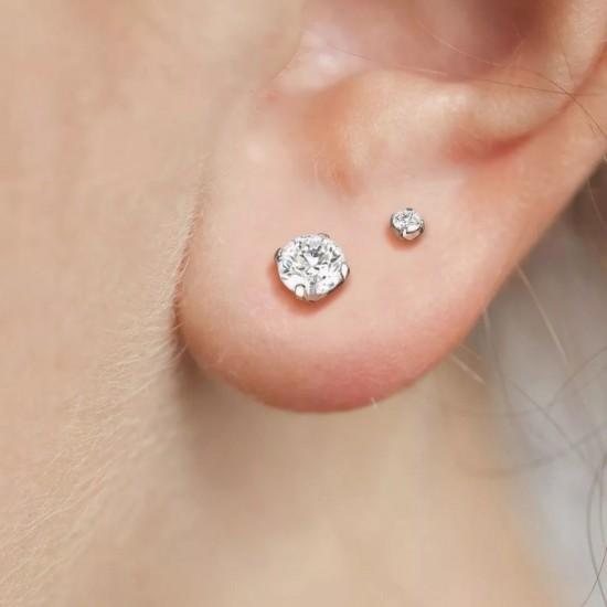 Titanium stud earrings (studs) Spikes T23ER01 with cubic zirconia from 2 to 5 mm (pair)