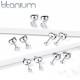 Titanium stud earrings (studs) Spikes T23ER01 with cubic zirconia from 2 to 5 mm (pair)