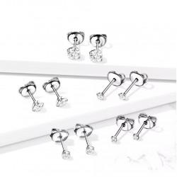 Titanium stud earrings (studs) Spikes T23ER01 with cubic zirconia from 2 to 5 mm (pair)
