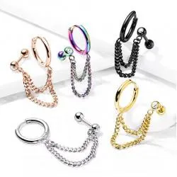 Cuff with chain Spikes JC-021 made of steel with cubic zirconia (1 pc)