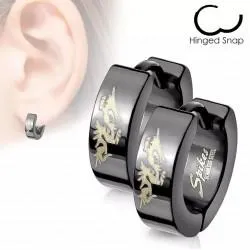 Spikes SSE-007 steel dragon hoop earrings (pair)
