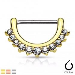 Clicker earring for nipple piercing PiercedFish KC09 barbell with pendant and cubic zirconia
