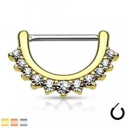 Clicker earring for nipple piercing PiercedFish KC09 barbell with pendant and cubic zirconia (1 pc)