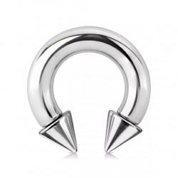Circular (horseshoe) made of steel with spikes with external thread PiercedFish HS02 for septum, tragus, helix, eyebrows, nose, lips, nipples, navel, earring hard for
