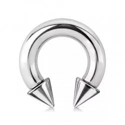 Circular (horseshoe) made of steel with spikes with external thread PiercedFish HS02 for septum, tragus, helix, eyebrows, nose, lips, nipples, navel, earring hard for (1 pc)