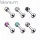 Labret earring made of titanium for lip piercing, ear cartilage PiercedFish TIL18 with cubic zirconia (8 mm) (1 pc)