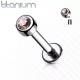 Labret earring made of titanium for lip piercing, ear cartilage PiercedFish TIL18 with cubic zirconia (8 mm) (1 pc)
