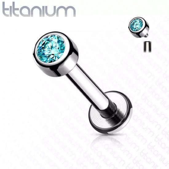 Labret earring made of titanium for lip piercing, ear cartilage PiercedFish TIL18 with cubic zirconia (8 mm) (1 pc)