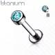 Labret earring made of titanium for lip piercing, ear cartilage PiercedFish TIL18 with cubic zirconia (8 mm) (1 pc)