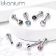 Labret earring made of titanium for lip piercing, ear cartilage PiercedFish TIL18 with cubic zirconia (8 mm) (1 pc)