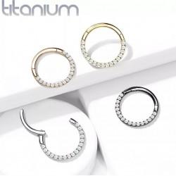 Titanium clicker ring with cubic zirconia PiercedFish RHT42 earring for septum, tragus and helix piercings, eyebrows, lips (diameter from 6 mm to 10 mm)