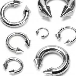 Circular (horseshoe) made of steel with spikes with external thread PiercedFish HS02 for septum, tragus, helix, eyebrows, nose, lips, nipples, navel, earring hard for (1 pc)