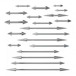 Barbell with spikes made of steel for ear cartilage piercing (Helix, industrial), eyebrows, nipples PiercedFish BS02 (from 6 to 38 mm)
